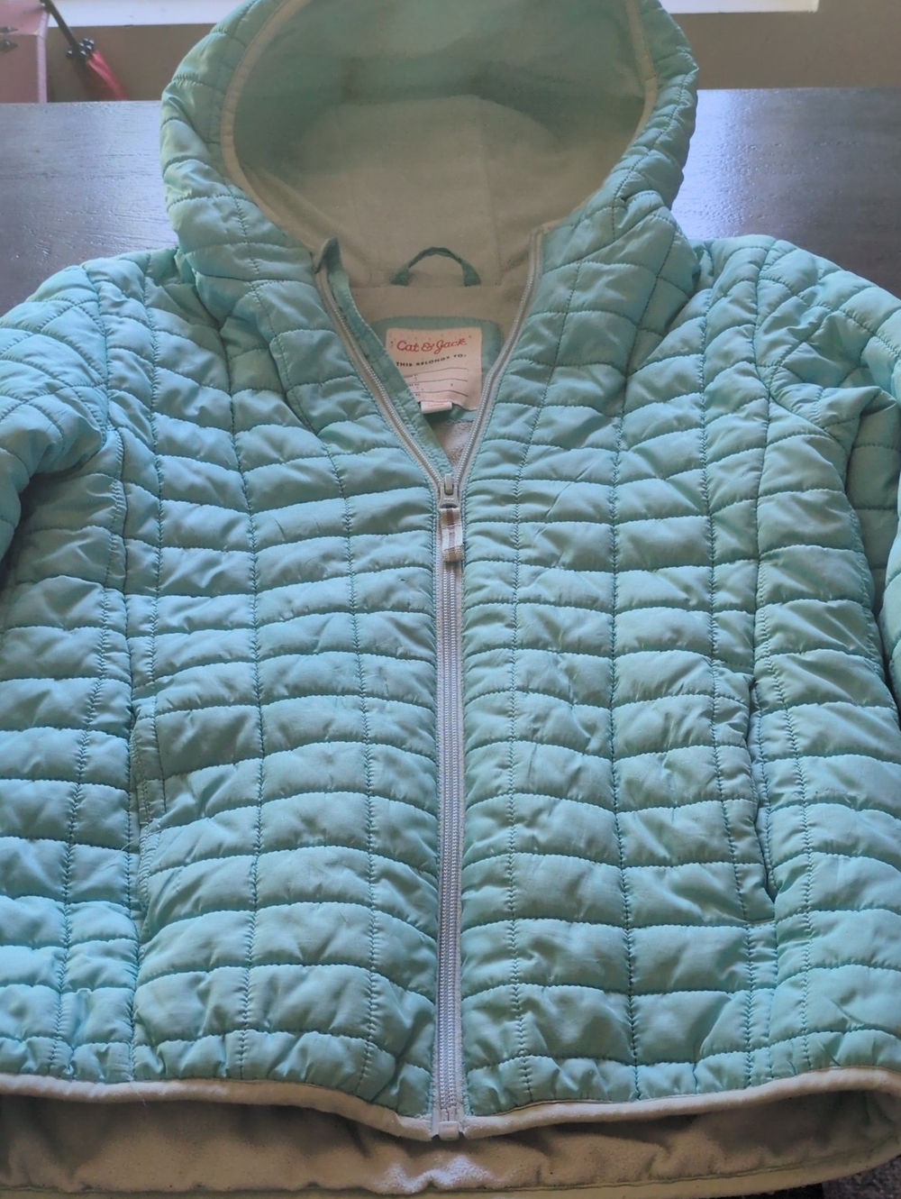 Cat & Jack Quilted Hooded Puffer Jacket in Mint